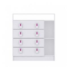 Cômoda de Bebê 4 Gavetas Baby Móveis Percasa Branco/Rosa/Azul