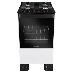 Fogão Mueller 4 bocas Branco com Mesa de Vidro e grades de ferro fundido Bivolt MFV4BF