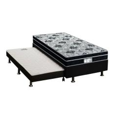 Cama Box c/Auxiliar Solteiro: Colchão Probel Prolastic ProDormir Born Black 26 + Base CRC Courano Black(88x188)