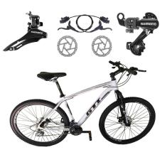 Bicicleta Aro 29 Gti Roma 21v Alumínio Câmbios Shimano Freios Hidráulicos Garfo Suspensão - Branco