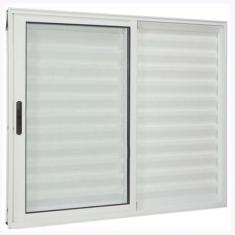 Janela de Alumínio Branco Veneziana de Correr 3 Folhas Sem Grade CMC M