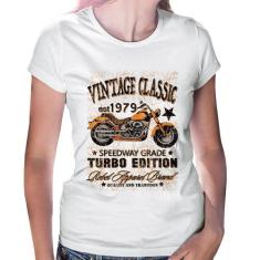 Baby Look Vintage Classic Moto - Foca na Moda, Branco, GG