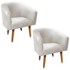 Kit 02 Poltronas Stella Veludo Bege - D' ROSSI