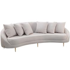 Sofá 3 Lugares Para Sala de Estar Living Orgânico 210cm Moah T03 Linho Bege - Lyam Decor