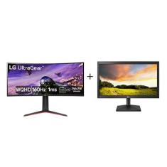 Monitor Gamer LG UltraGear Curvo 34" WQHD UltraWide 160Hz + Monitor LG LED HD 19,5'' HDMI OnScreen Control  - 34GP63A.20MK400
