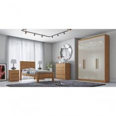 Guarda Roupa Solteiro 4 Portas 3 Gavetas Sevilha-cumaru-fendi Móveis Novo Horizonte