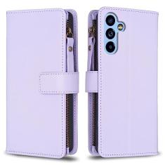 Capa com alça de pulso para Samsung Galaxy A54 5G, 9 compartimentos para cartão, 1 carteira de couro com zíper, fecho magnético com suporte, capa para celular compatível com Samsung A54 5G 6,4