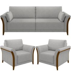 Kit Sofá 03 Lugares 222Cm Com 02 Poltronas M03 Cinza