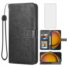 Capa tipo carteira compatível com Samsung Galaxy Xcover 7, protetor de tela de vidro temperado e capa flip de couro, suporte para cartão, acessórios de celular, capas para celular para Xcover7,
