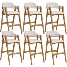 Kit 06 Banquetas Altas Para Cozinha Sala de Jantar Bar Suran L02 Linho