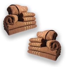 Jogo De Toalhas 12pcs - 4 Banhos 4 Rosto 4 Tapetes Marrom