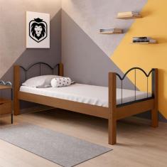 Cama Solteiro Oasis Preto/Nature - Art Panta, Marrom, Clássico