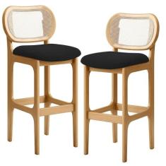 Kit 02 Banquetas Altas Para Cozinha Bancada Sala Tela Betta Fixa L02 B