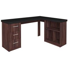 Mesa Para Escritório Escrivaninha Home Office Mali A02 Preto Ipê - Lyam Decor
