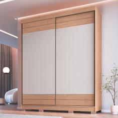 Guarda Roupa Solteiro 2 Portas de Correr 3 Gavetas Magno Móveis Castro - Angelin/Blanc