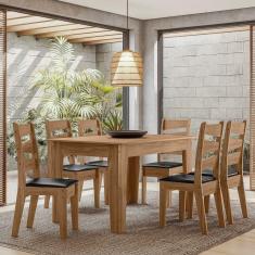Conjunto Sala De Jantar Itália 1,35 Com 6 Cadeiras Cedro 11C