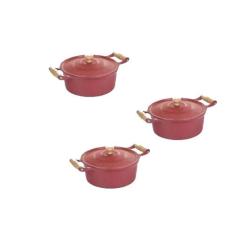 Jogo Panelas Caçarolas Reta Craqueada Alça Madeira 16 a 20cm - DIVIFOR