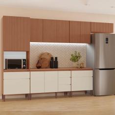 Cozinha Completa Modulada Raissa 100 MDF com 2 Balcões 12 Portas e 5 G