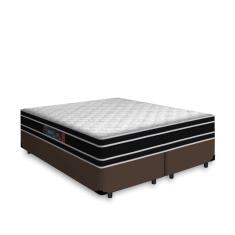 Cama Box Queen + Colchão De Espuma D33 - Castor - Black White Double Face 158x198x62cm