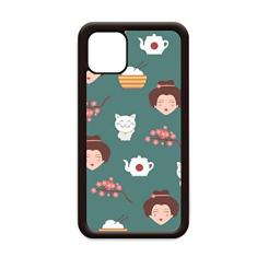 Cat Sakura Bule de chá de arroz Japão para iPhone 12 Pro Max Capa para Apple Mini Mobile Case