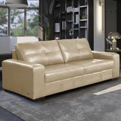 Sofá Decorativo 2 Lugares Turim 150cm Couro Bege G58 - Gran Belo
