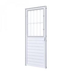 Porta de Alumínio Lambri 215x85cm com Postico e Vidro Liso Lucasa Alum