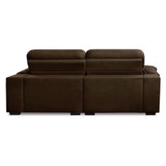 Sofa Retratil Reclinavel 2 Lugares 2,90m Crystal Veludo Marrom Lansofbr