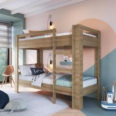 Cama Beliche Infantil Bicama Menino Menina Solteiro 1,96m com Escada e