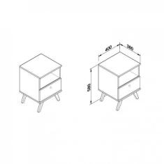 Mesa de Cabeceira RT3019 1 Gaveta Movelbento, Rustico