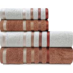 Jogo De Toalhas 4 Peças - Banho + Rosto Algodão Fio Penteado Lumina Karsten