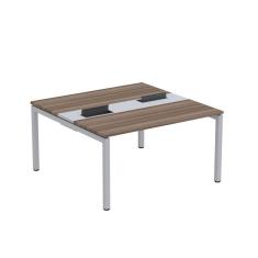 Mesa Plataforma Dupla com Pé de Aço para Coworking 140X140/2P PDC14/14/2P Walnut/Cinza