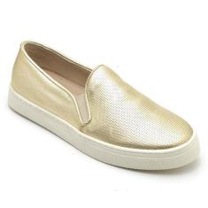 Tênis Slip On Feminino Couro Calce Fácil Moderno Casual-Feminino