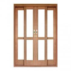 Porta de Correr Panorâmico 4 Folhas Cedro Arana 215cmx180cmx14cm Isabela Revestimentos Natural