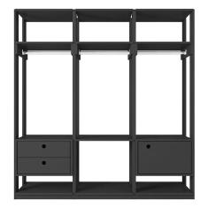 Guarda Roupa Modulado Ambiente Titan 3 Peças Preto - Móveis Leão