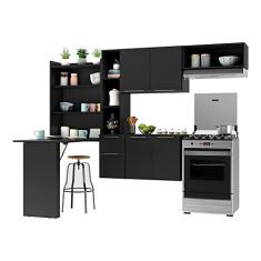 Cozinha Compacta Multimóveis Sofia Fg2007 com Mesa Dobrável Preta