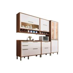 Kit De Cozinha Completa 5 Peças Syrah (2 Armários +2 Balcões + 1 Paneleiro) C5p07 Sevilha/branco