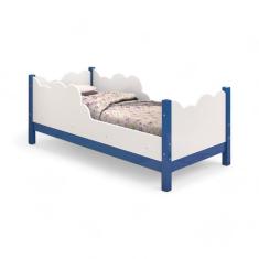Cama Juvenil Em Nuvem Cristal Branca E Azul Com Colchão