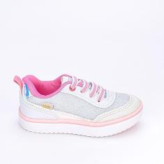 Tênis Casual Infantil Feminino Kidy Happy Branco Rosa