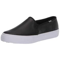 Keds Tênis feminino Double Decker Slip on, Couro preto, 35