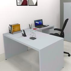 Mesa Reta Natus 40mm 90 Cm 60 Cm Bramov Móveis Cinza Cristal