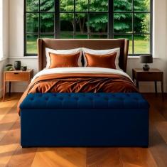 Recamier Bau Estofado Casal King Padrão Anita 195 cm Veludo - BELA DO 