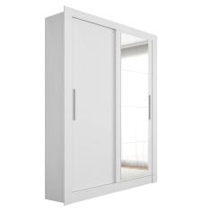 Guarda Roupa Solteiro 2 Portas Com Espelho Branco Glass
