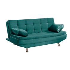 Sofá Cama Valencia 3 Lugares Reclinável Veludo Turquesa - Star Confort Turquesa