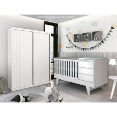 Berço Americano com Mesa de Cabeceira Prince Branco Fosco