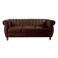 Sofá Realeza Chesterfield 3 Lugares Tachinhas Retrô Vintage