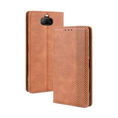 Capa para Sony Xperia 8, capa flip carteira com suporte de couro para Sony Xperia 8, capa magnética retrô para telefone, capa carteira com compartimentos para cartões