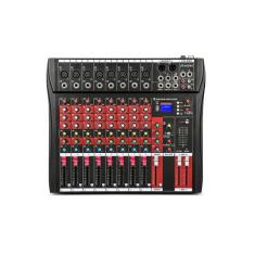 Mesa de Som 8 Canais Placa de Som Com Interface de Áudio Mixer Efeito 