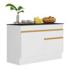 Balcão Cozinha com Rodapé Gabinete Pia 120 cm 2 Portas 1 Gaveta Veneza
