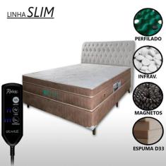 Cama Box Casal Magnético D33 Com Massageador e Controle + Cabeceira Co