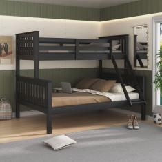 Beliche Solteiro / Casal em Madeira Maciça Moderno Preto